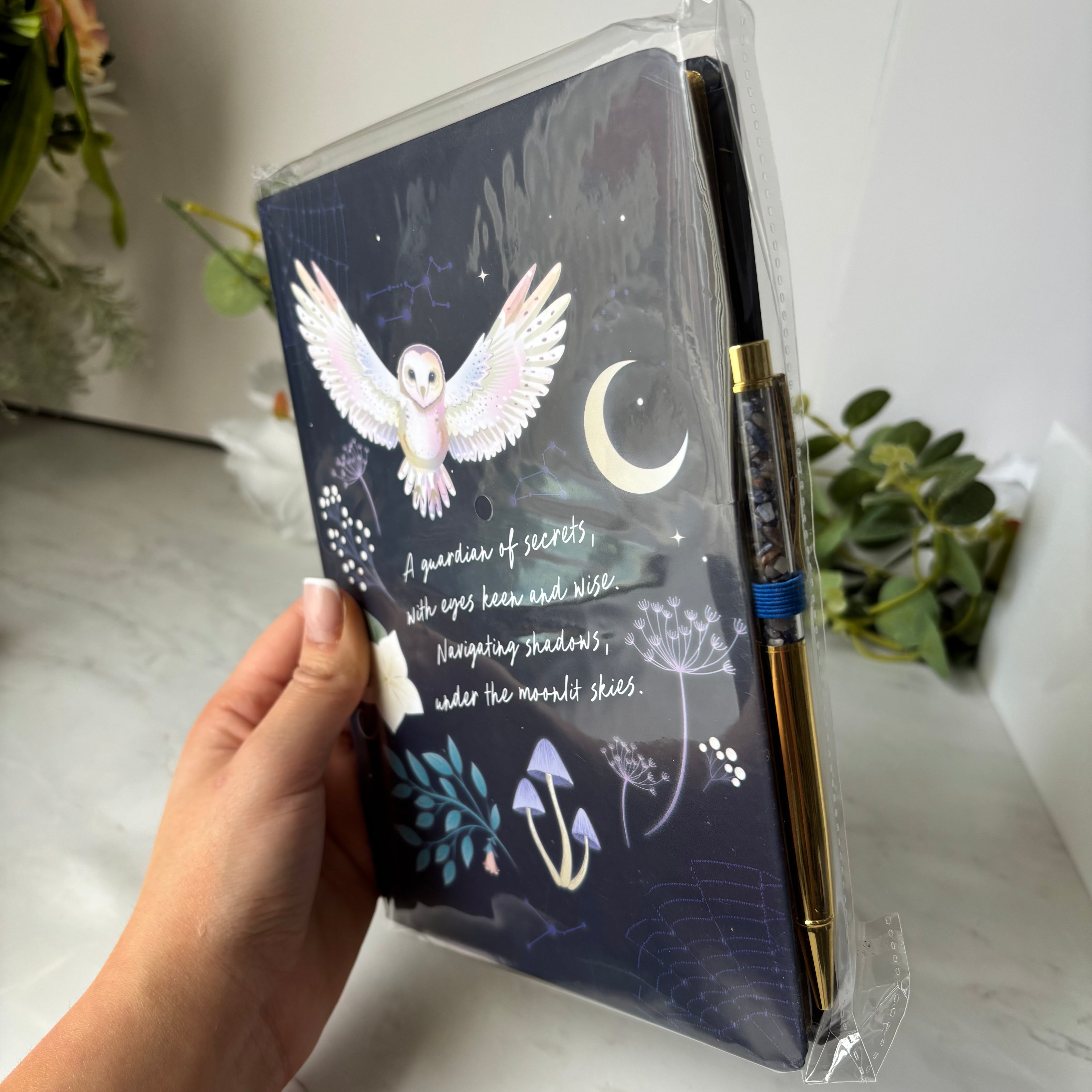 Guardian owl notebook and sodalite pen