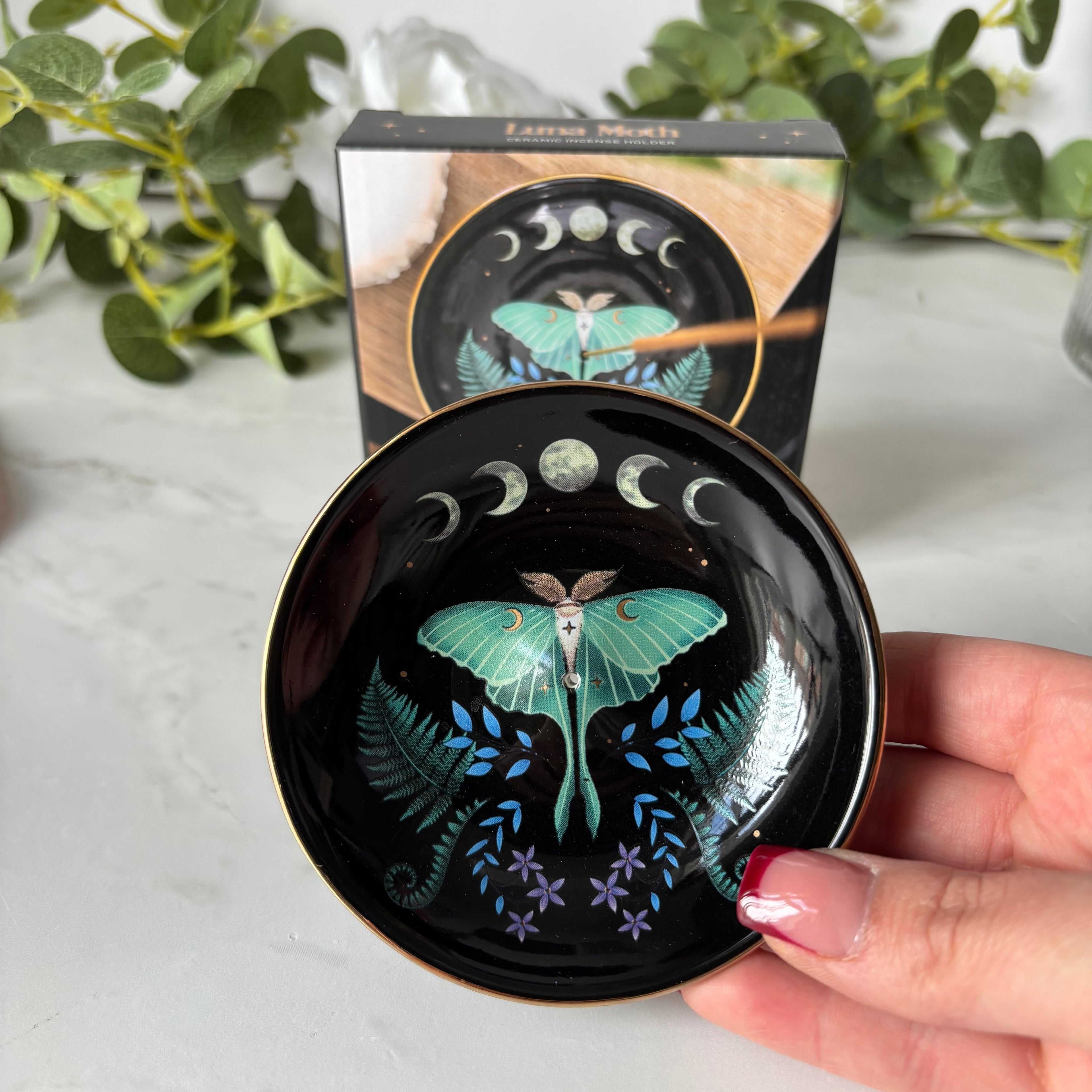 Luna moth incense dish