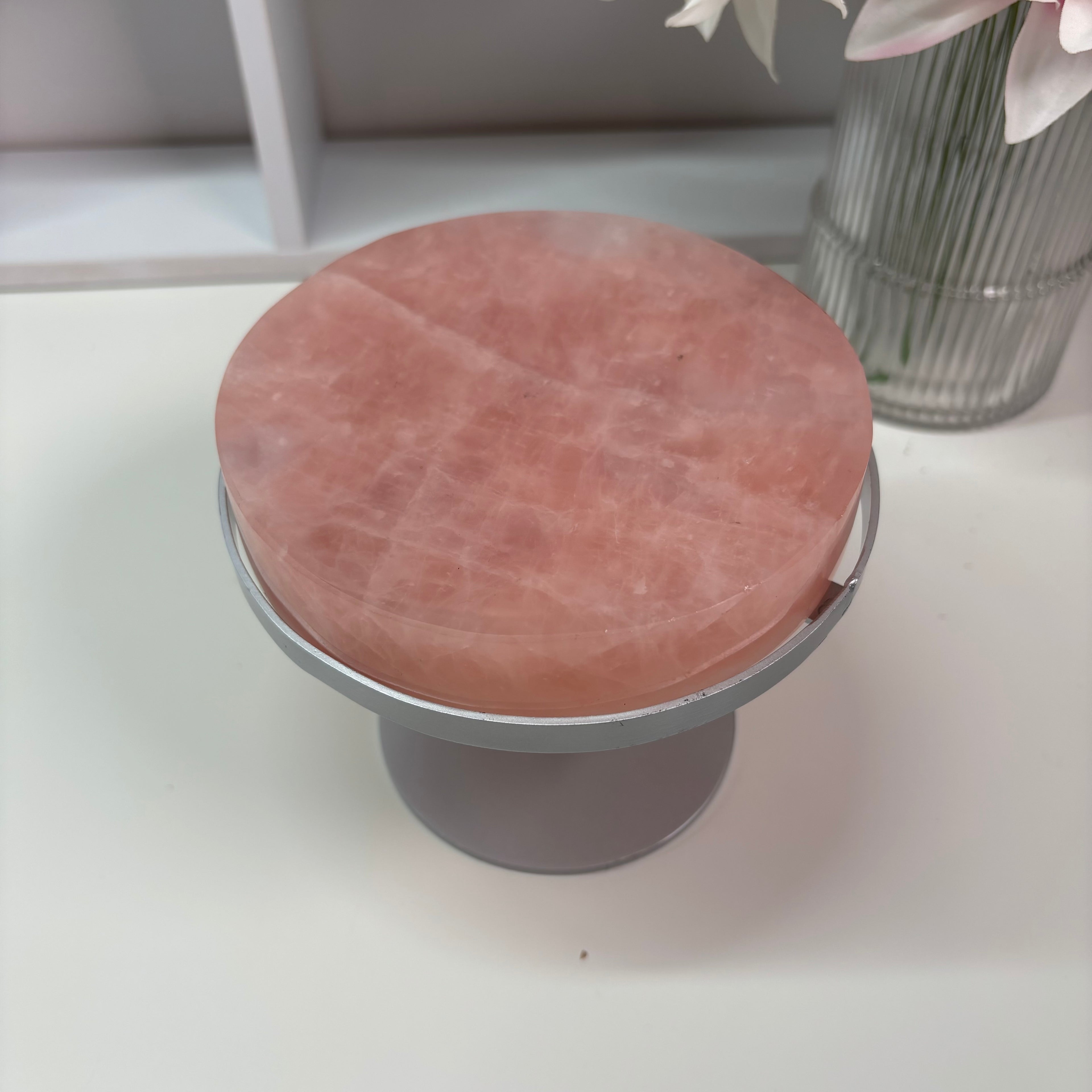 Rose quartz rotating table