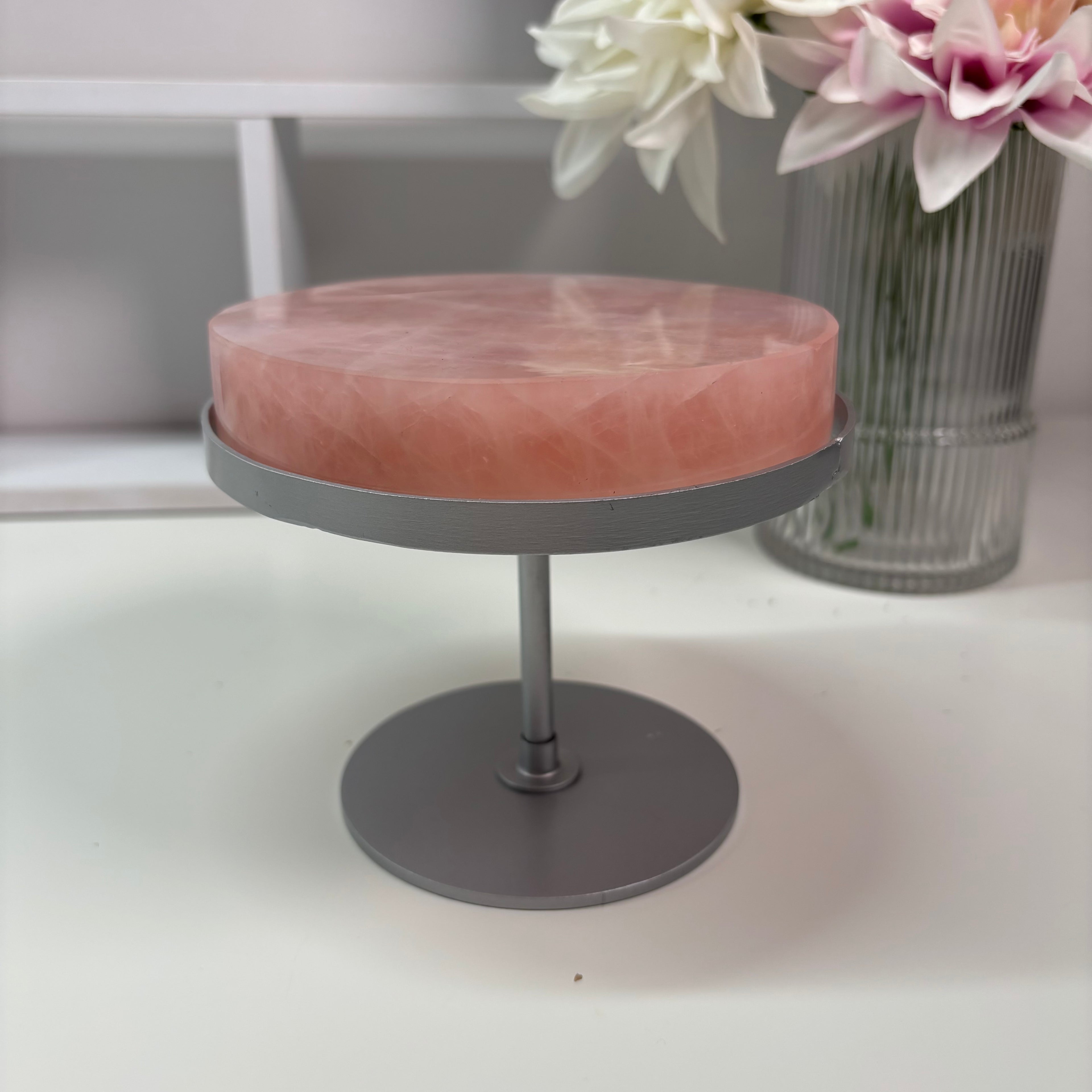 Rose quartz rotating table
