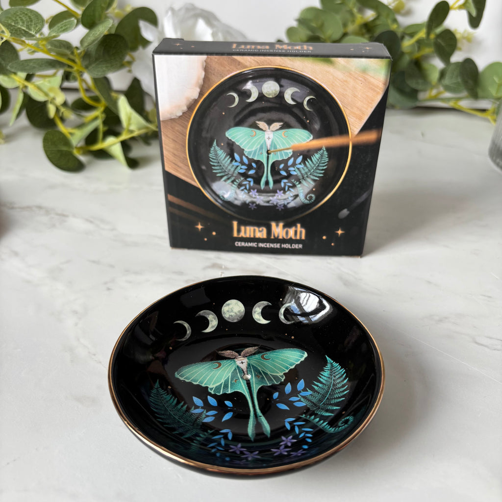 Luna moth incense dish